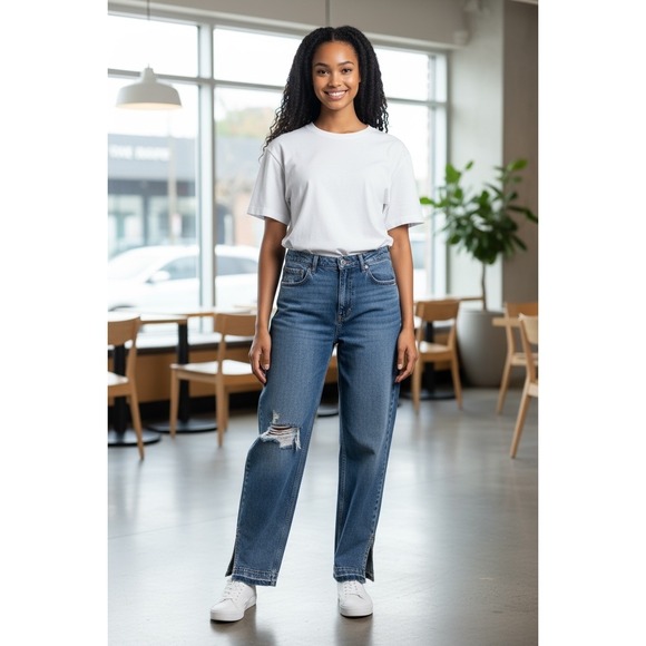 GAP 90s Loose Mid Rise‎ Distressed Jeans Ripped Hem Sz 29 - Picture 6 of 6